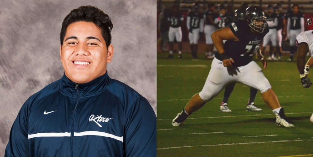 Pima Community College football alum Jordan Agasiva was invited to the Seattle Seahawks minicamp on Saturday. He played for the Aztecs during the 2015 and 2016 seasons and signed to the University of Utah. PHotos by Peter Bernal and Ben Carbajal/2015
