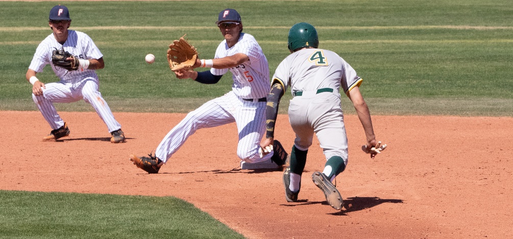Freshman Alex Kelch (Tucson Magnet HS) finished the day 5 for 11 with four RBIs and three runs scored. He hit a 3-run home run to keep the Aztecs alive in the 9th inning of the second game. The Aztecs' season came to an end on Friday in NJCAA Region I Tournament play as they finish 36-14. Photo by Stephanie Van Latum.