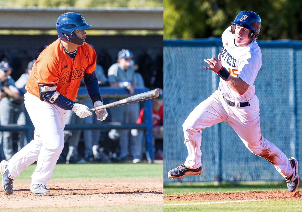 Freshman Damian Lorta (Desert view HS) finished the game going 4-for-5 with five RBIs, four runs scored and three doubles while sophomore Matt MacDonald went 3-for-5 with two RBIs and two runs scored as the Aztecs Baseball team rallied to beat GateWay Community College 12-10. It was Pima's third win in the last four games as they improved to 25-24 overall and 17-19 in ACCAC conference play. Photos by Gilbert Alcaraz