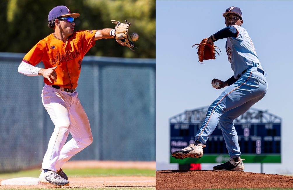 Freshman Adriel Figueroa-Brito finished 3-for-7 with three RBIs and two runs scored while sophomore Quintin Hennesy picked up the win in relief as he pitched six innings, giving up two runs (two earned) on seven hits with nine strikeouts and two walks as the Aztecs Baseball team split with Scottsdale Community College. The Aztecs are now 20-19 overall and 12-14 in ACCAC conference play. Photos by Gilbert Alcaraz