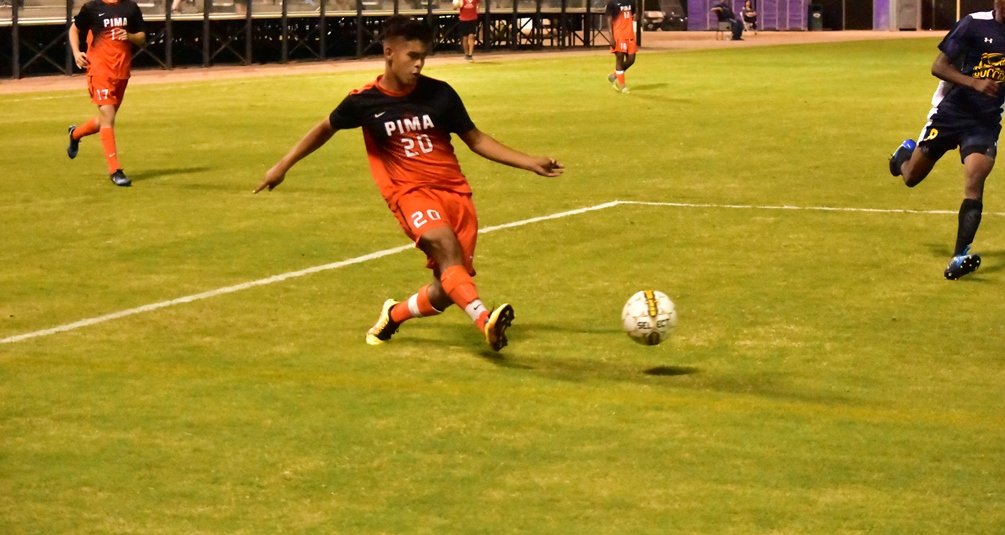Sophomore Julian Gaona, along with fellow sophomore AJ Valenzuela, were selected first team United Soccer Coaches All-Americans. they led the Aztecs to a third place finish at the NJCAA Division I Tournament and a 19-5-3 overall record. Photo by Ben Carbajal.
