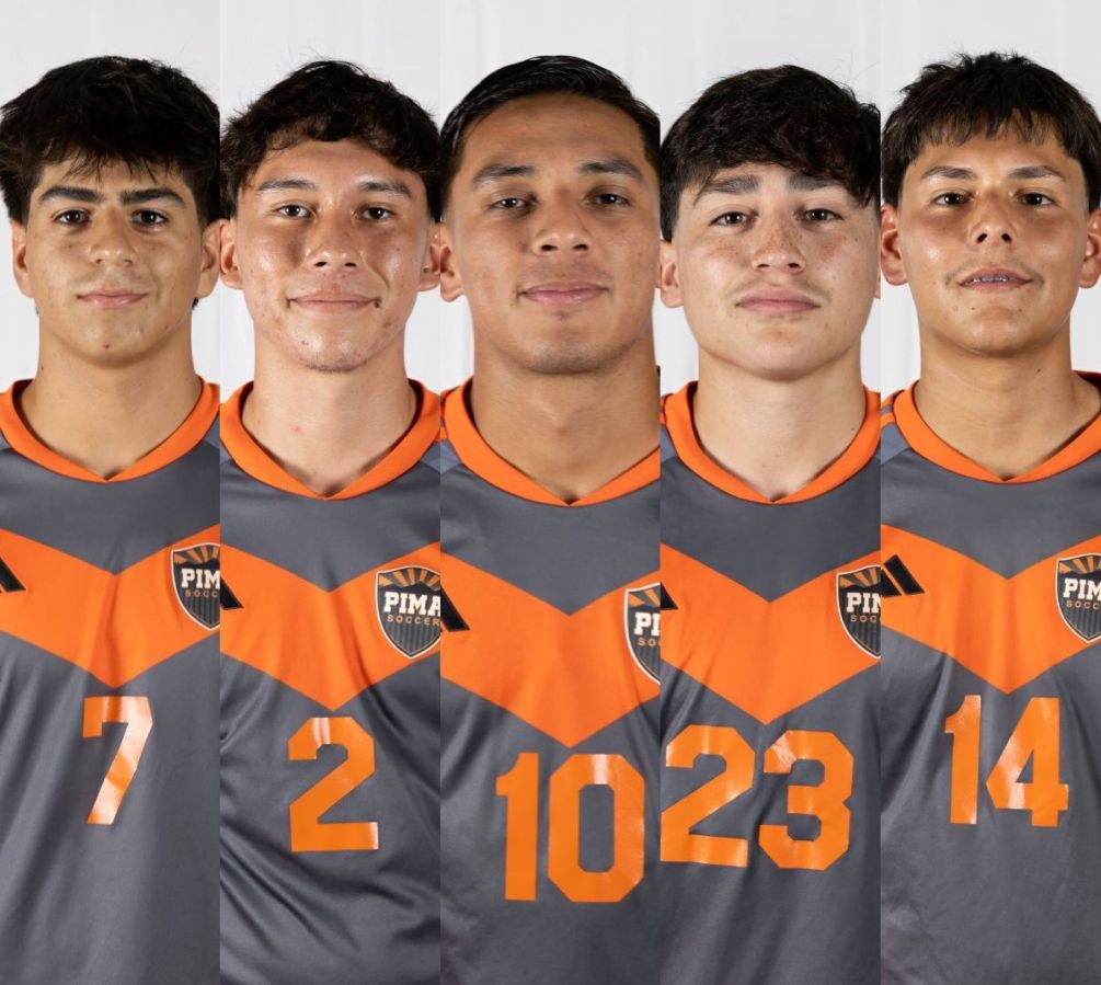 Freshman Leonel Gutierrez (Salpointe Catholic HS) was named ACCAC/Region I, Division II Player of the Year while five Aztecs were selected to the All-ACCAC Conference/All-Region I, Division II teams. Gutierrez as well as sophomores Eythan Mancilla (Sunnyside HS) and Robert Castaneda (Nogales) were selected First Team while sophomore Nathan Flores (Alhambra HS) was named to the Second Team. Sophomore Aldhair Valenzuela Rodriguez earned Honorable Mention. Photos by Stephanie van Latum