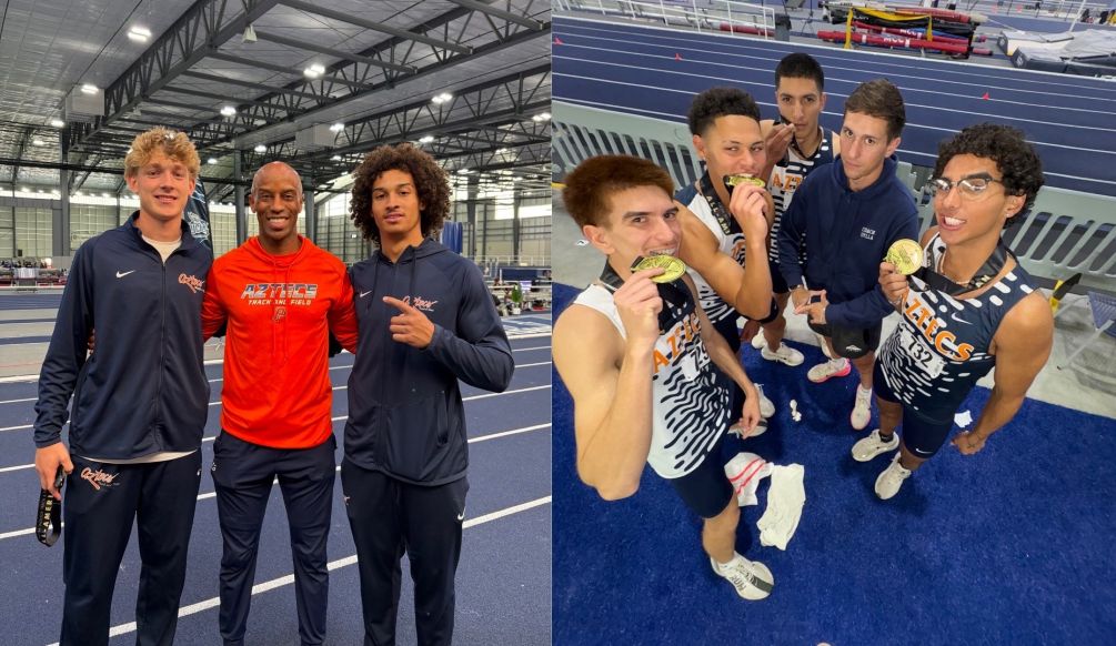 Sophomore Cedric Cade (sixth place) and Andrew Schmier (seventh place) earned All-American statius in the Heptathlon while the 4x800 relay team of Danny Knapp, Eduardo Aviles, Tayvien Biancuzzo and Noah Macias broke the Pima Indoor school record and took eighth place. The Aztecs finished tied for 24th place in the final team standings with six points. Photos courtesy of Chad Harrison