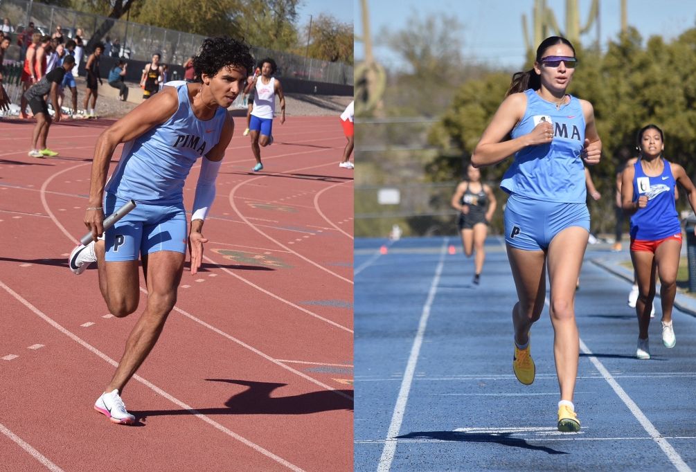 Freshman Noah Macias (Mica Mountain HS) broke the Pima school record in the 800 meters (1:52.51) topping Dustin Zimmerman's record (1:53.76) back in 2004. Sophomore Sofia Cambridge (Page HS) moved to the No. 2 spot in the women's 800 meters (2:21.99) bumping Jacinta McMahon's time (2:24.45) set in 2003. Photos by Ben Carbajal