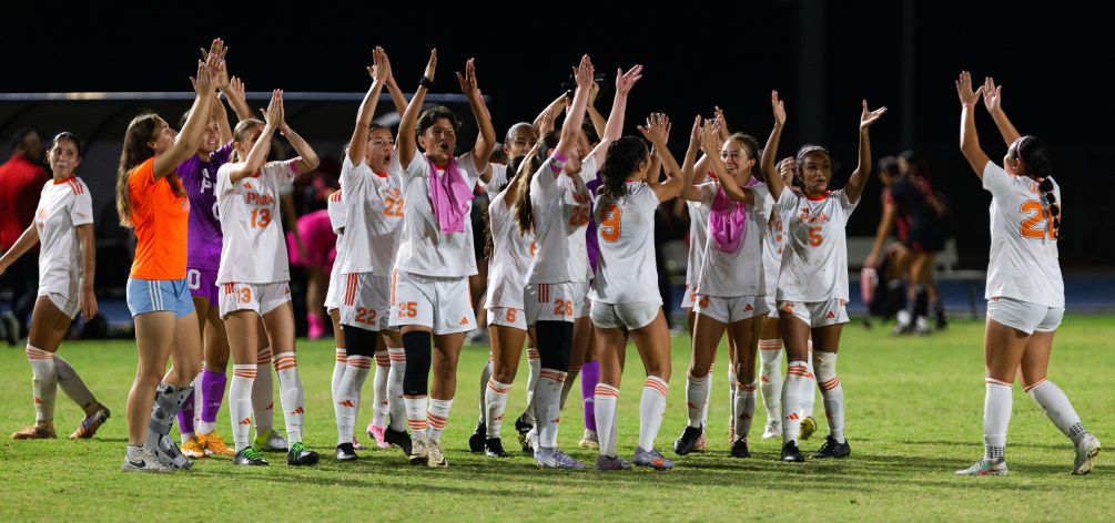 The No. 13 ranked Aztecs Women's Soccer team earned their fifth shutout win of the season after beating Paradise Valley Community College 8-0 on Saturday in Phoenix. The Aztecs produced seven goal scorers and five players with a goal and an assist in the game. The Aztecs are 9-1-5 overall and 9-0-3 in ACCAC conference play. They close out their regular season home schedule on Tuesday. Photo by Ethan Tees