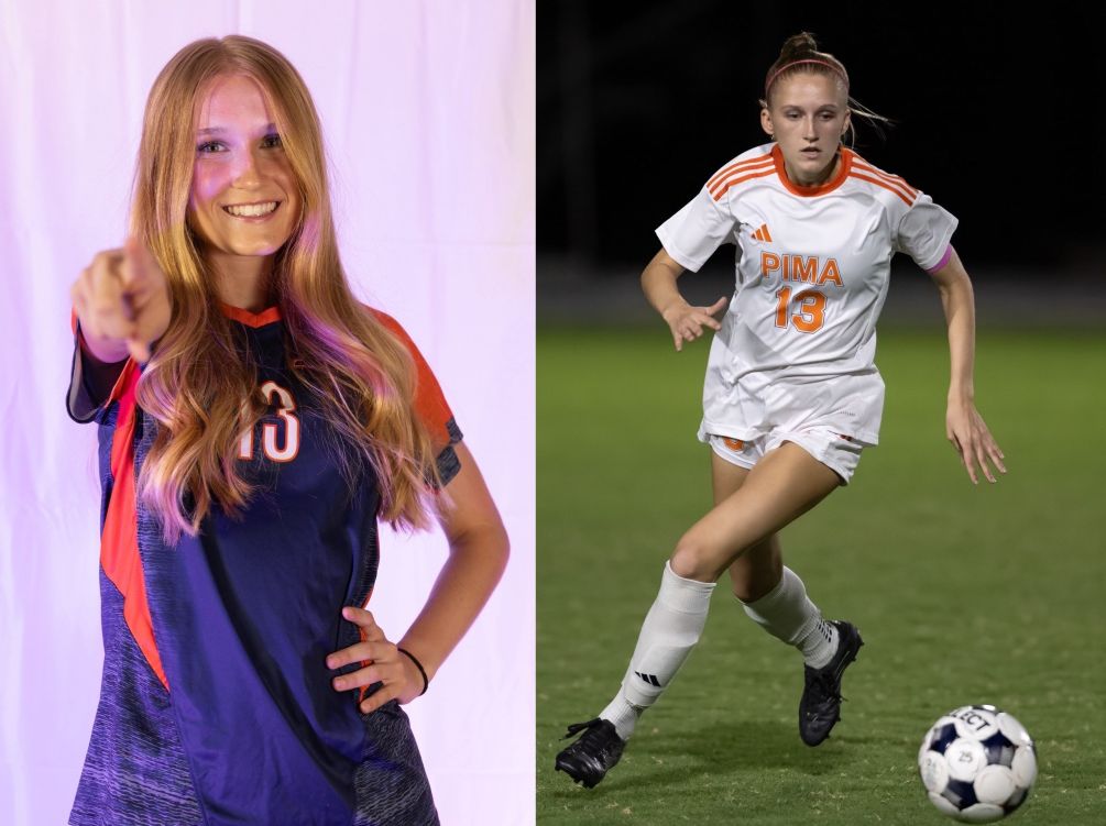 Sophomore defender Meredith Galus (Walden Grove HS) earned ACCAC Division II Player of the Week after she helped the Aztecs go 2-0, surrendering one goal and beating No. 8 Scottsdale Community College and shutting out Mesa Community College. The No. 1 seeded Aztecs Women's Soccer team will host No. 4 Glendale Community College on Thursday in the Region I, Division II Semifinals. Game time at the West Campus Aztec Field is set for 6:00 p.m. Photos by Stephanie van Latum