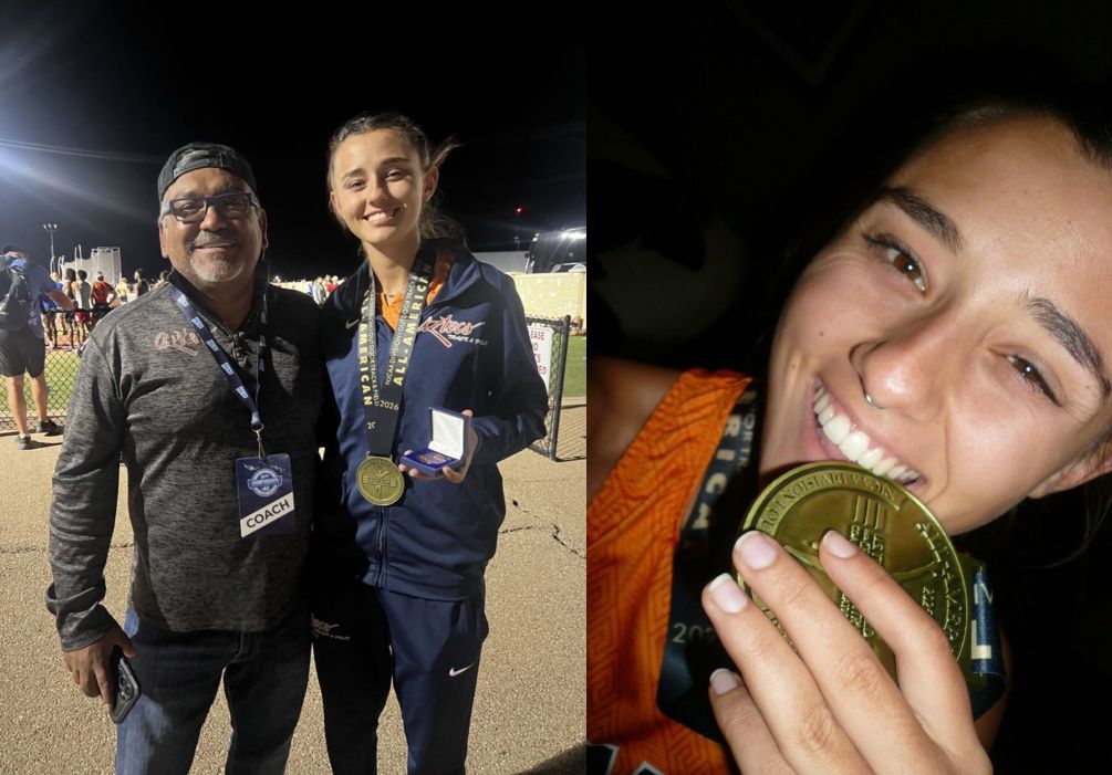 Freshman Tyra Starkey (Casteel HS) earned NJCAA All-American status after taking eighth place in the Pole Vault with a mark of 3.31 meters (10-feet, 10.25-inches). The Aztecs are tied for 22nd after the first day of competition with one team point. Events continue on Friday at the NJCAA Division I National Championships in Hobbs, NM. Photos by Hannah Droeg.