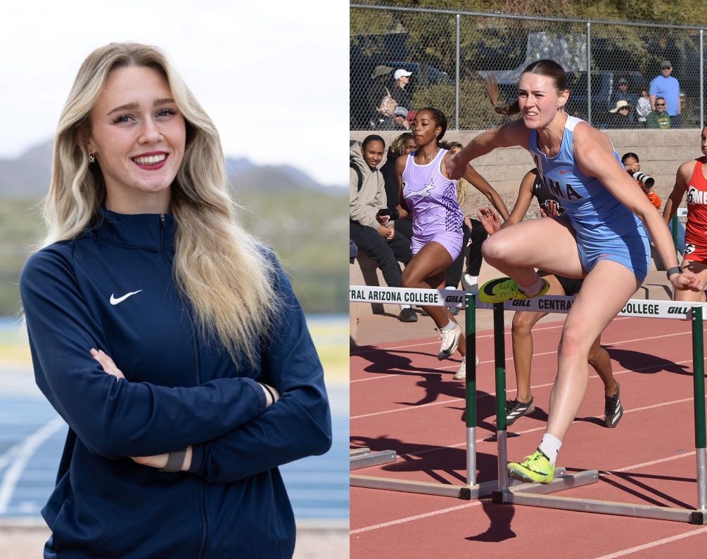 Sophomore Hannah Droeg claimed the Region I Championship in the Heptathlon as she took first place in six of the seven events and finished with a total of 4974 points. The Aztecs secured 25 team points that will carry over into the Region I Championships on Tuesday and Thursday at Mesa Community College. Events begin at 5:00 p.m. Photos by Stephanie van Latum and Ben Carbajal